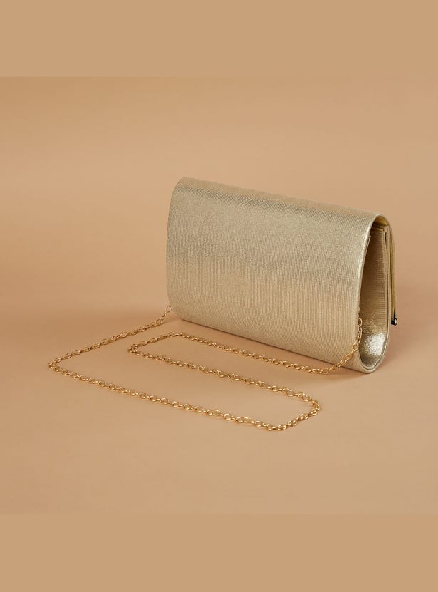 CODE Textured Fold-Over Clutch with Sling