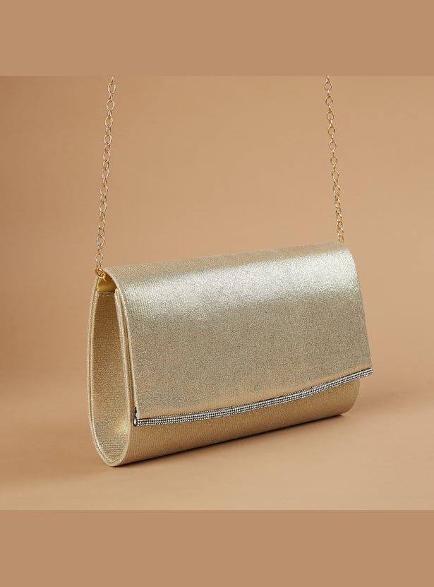 CODE Textured Fold-Over Clutch with Sling
