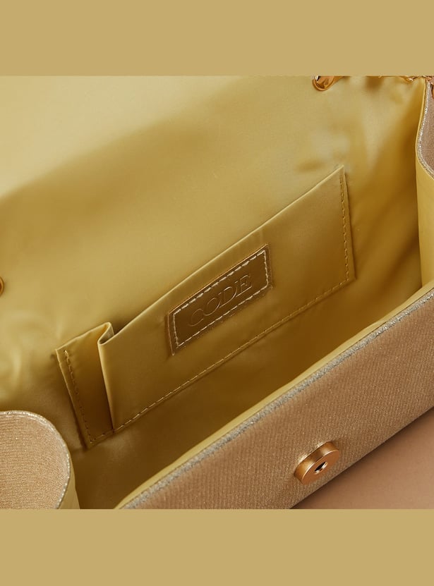 CODE Textured Fold-Over Clutch with Sling