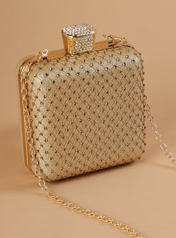 CODE Embellished Box Clutch