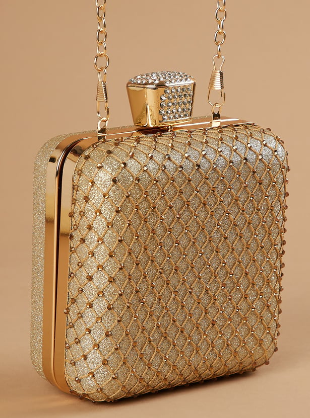 CODE Embellished Box Clutch