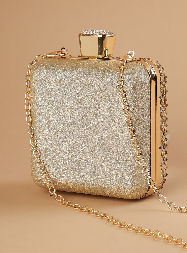 CODE Embellished Box Clutch
