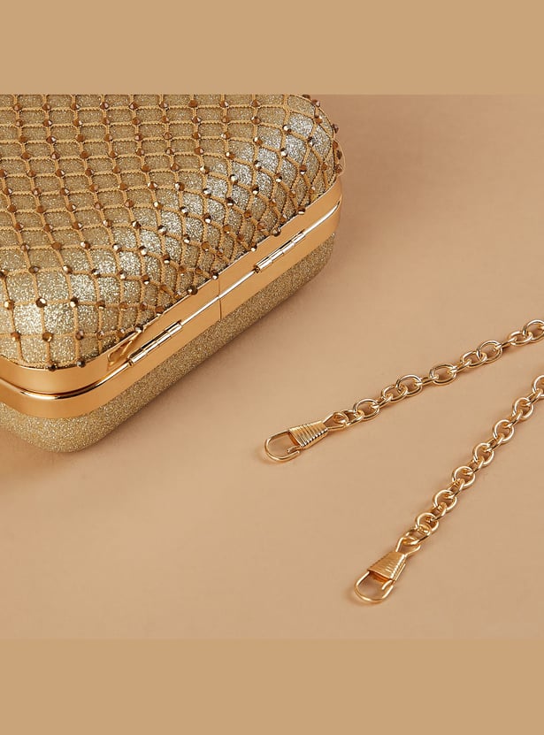 CODE Embellished Box Clutch