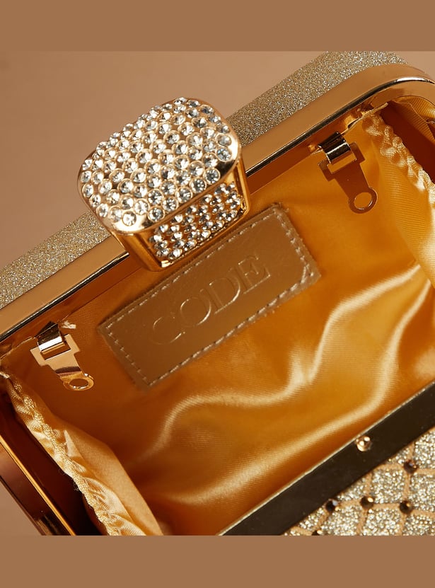 CODE Embellished Box Clutch