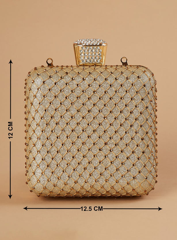 CODE Embellished Box Clutch