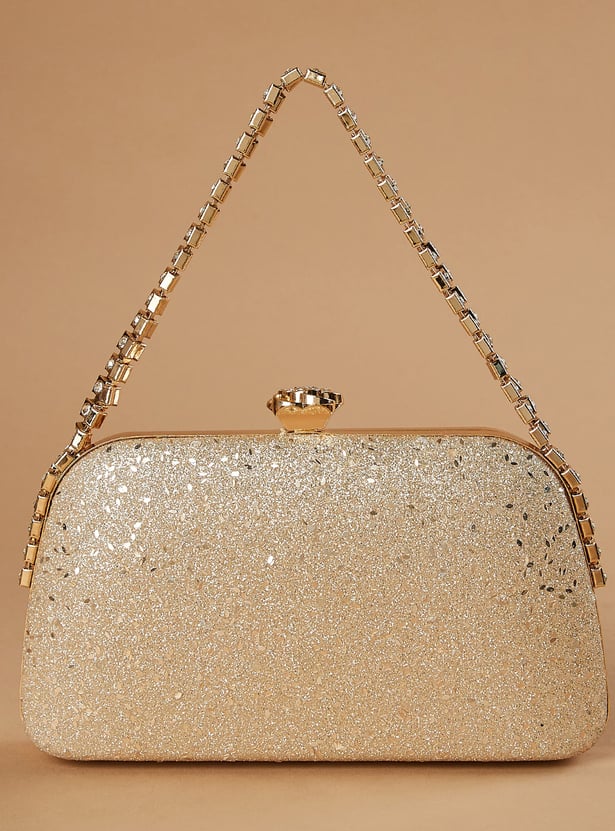 CODE Embellished Clutch with Sling Strap