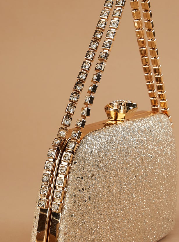 CODE Embellished Clutch with Sling Strap