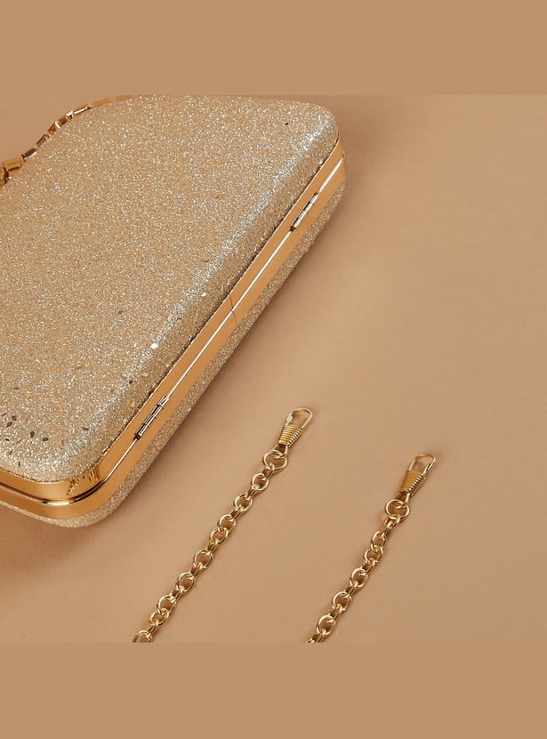 CODE Embellished Clutch with Sling Strap