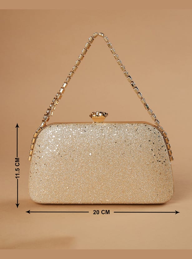 CODE Embellished Clutch with Sling Strap