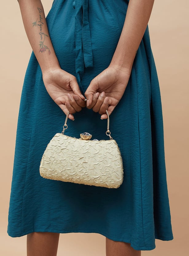 CODE Patterned Clutch with Chain Strap