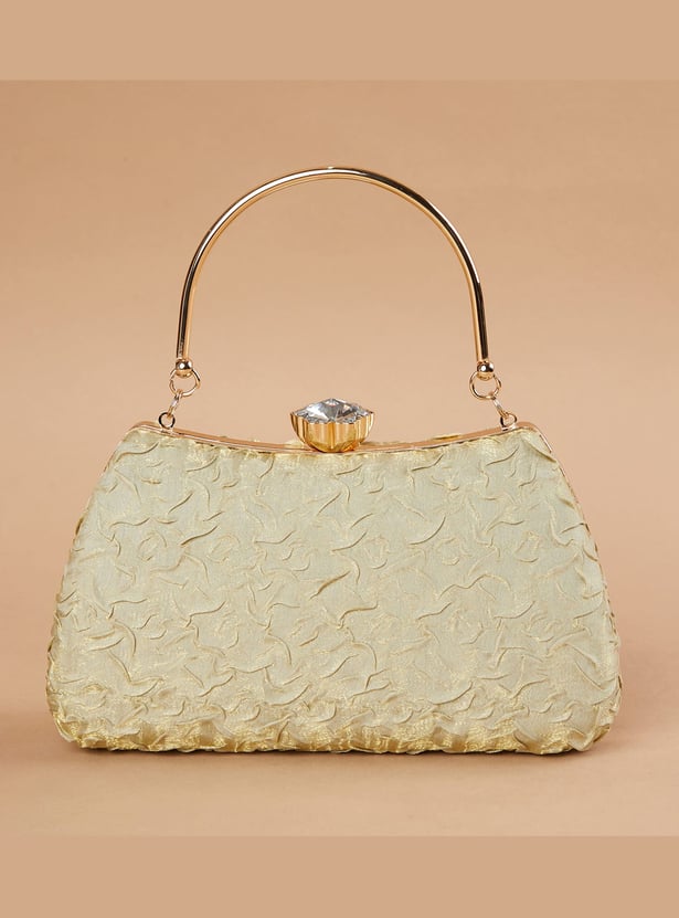 CODE Patterned Clutch with Chain Strap