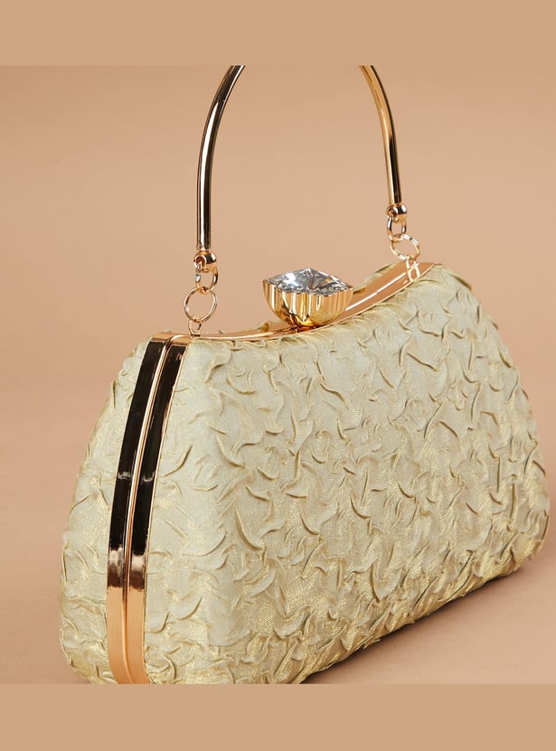 CODE Patterned Clutch with Chain Strap