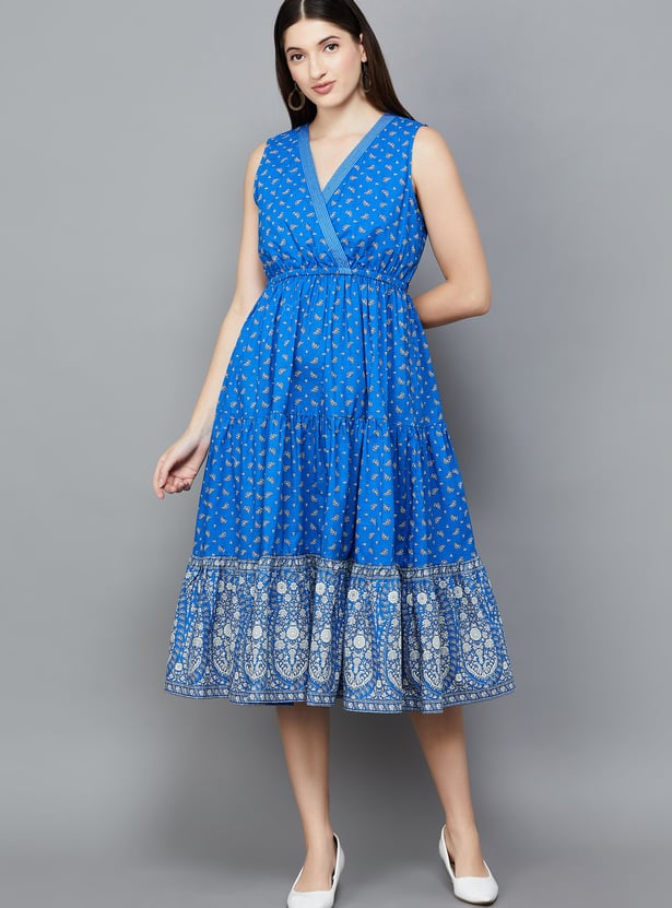 BIBA Floral Print A-Line Dress