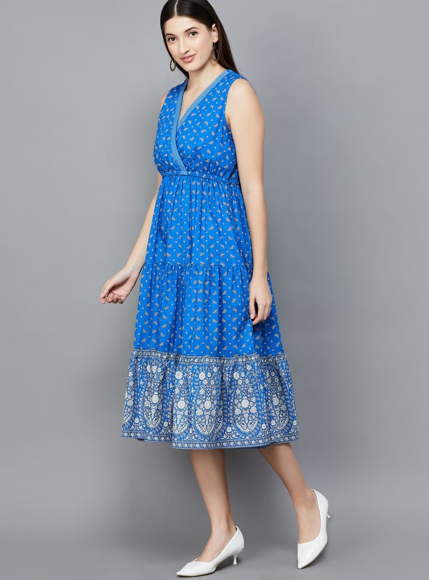 BIBA Floral Print A-Line Dress