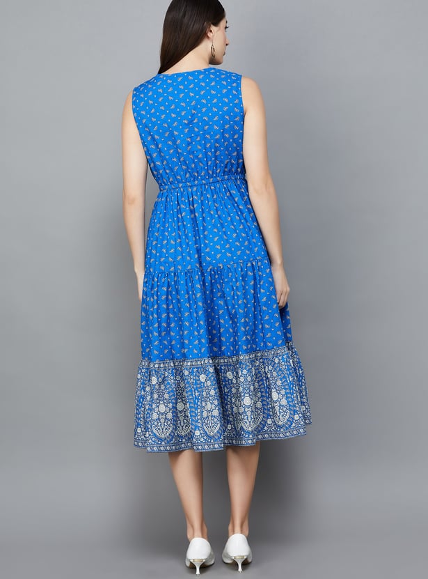 BIBA Floral Print A-Line Dress
