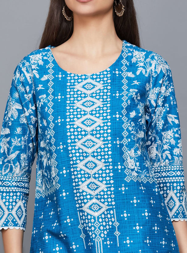 BIBA Ethnic Motif Straight Kurta