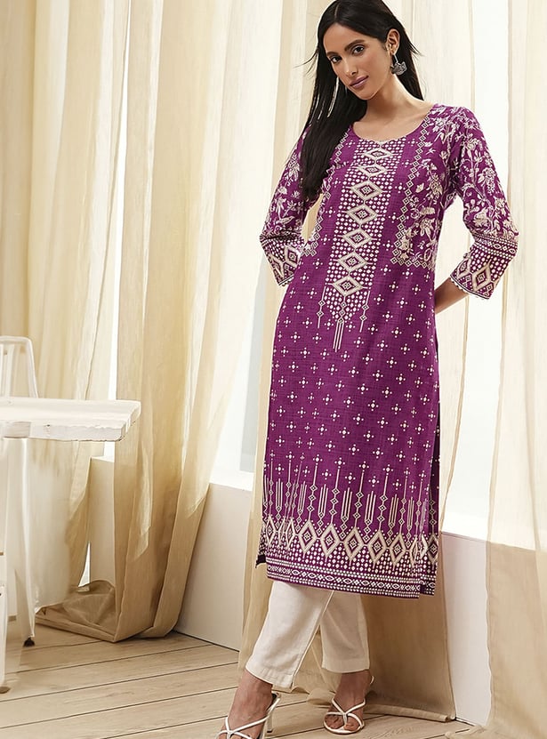 BIBA Ethnic Motif Straight Kurta