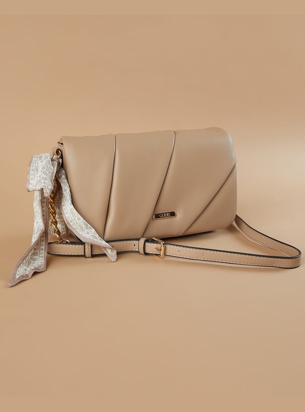 CODE Quilted Sling Bag with Scarf Detail