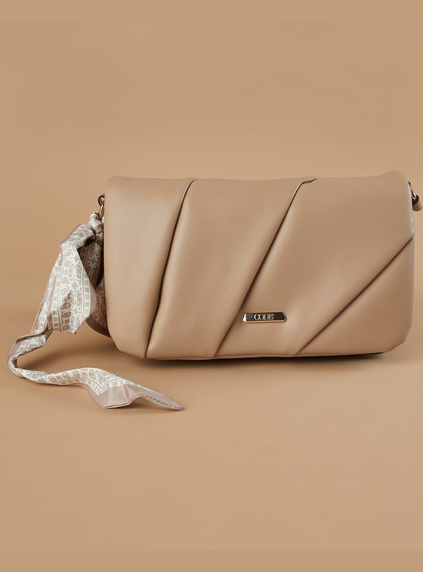 CODE Quilted Sling Bag with Scarf Detail