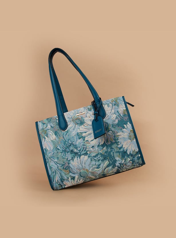 GINGER Floral Woven Shoulder Bag