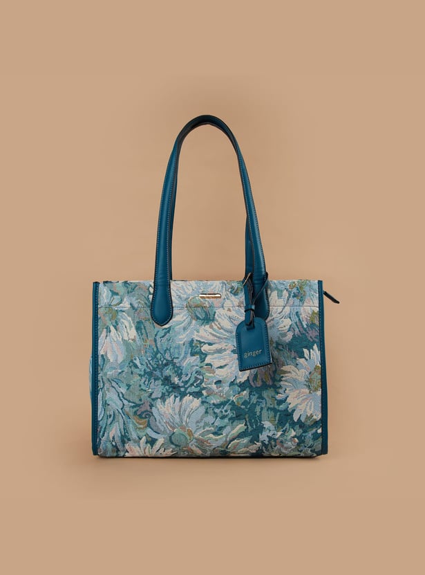 GINGER Floral Woven Shoulder Bag