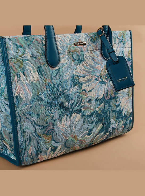 GINGER Floral Woven Shoulder Bag