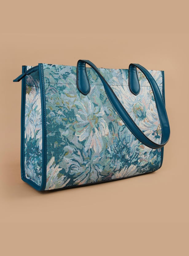 GINGER Floral Woven Shoulder Bag