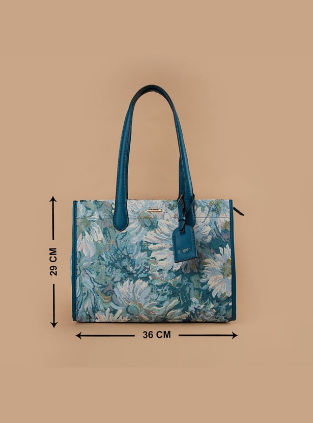 GINGER Floral Woven Shoulder Bag