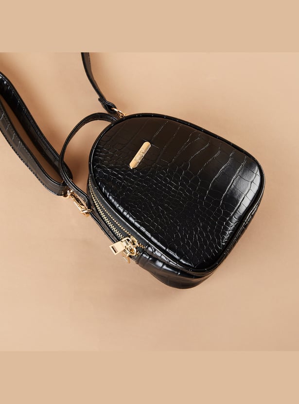 GINGER Croc-Textured Sling Bag