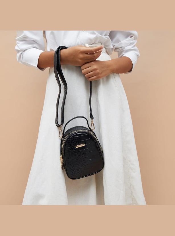GINGER Croc-Textured Sling Bag
