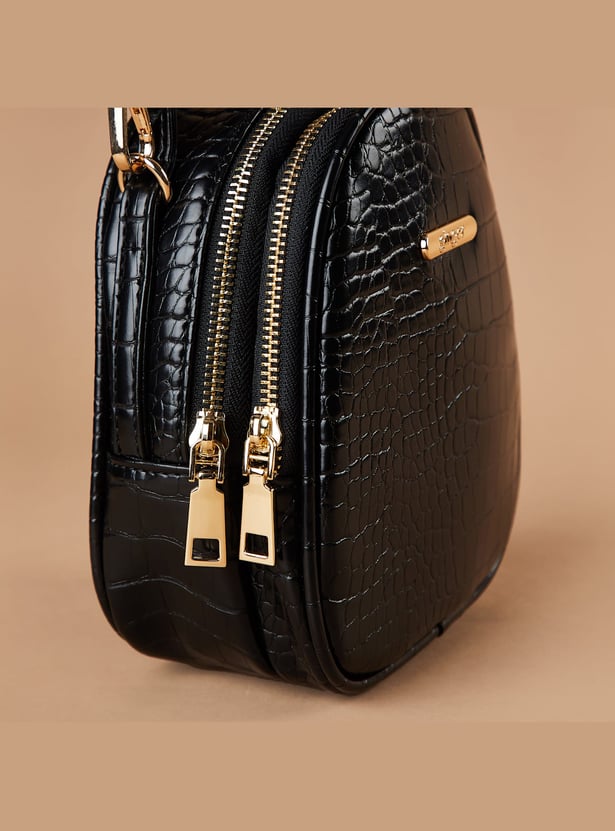 GINGER Croc-Textured Sling Bag