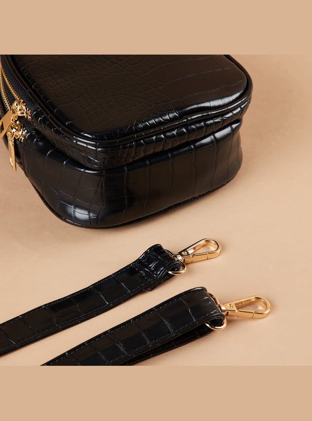 GINGER Croc-Textured Sling Bag