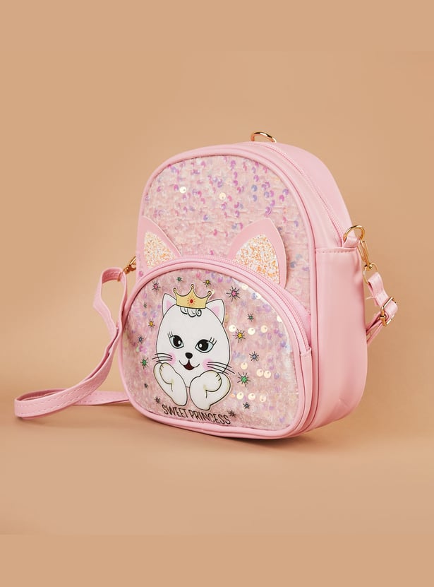 GINGER Sequinned Backpack with Appliqued Details