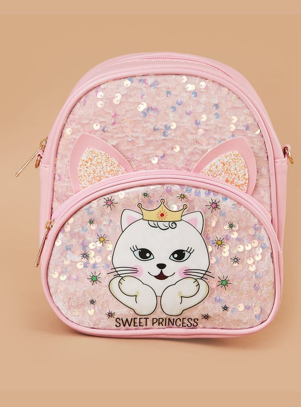GINGER Sequinned Backpack with Appliqued Details