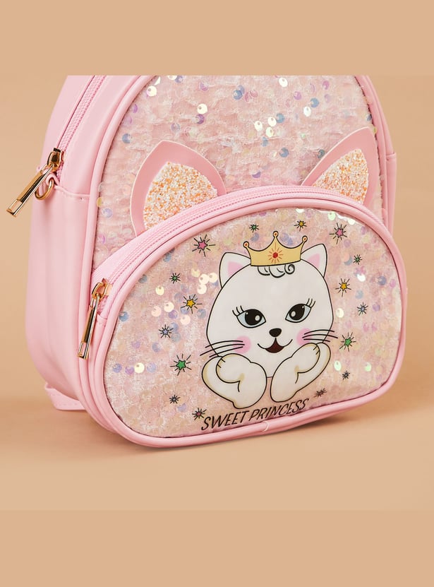 GINGER Sequinned Backpack with Appliqued Details