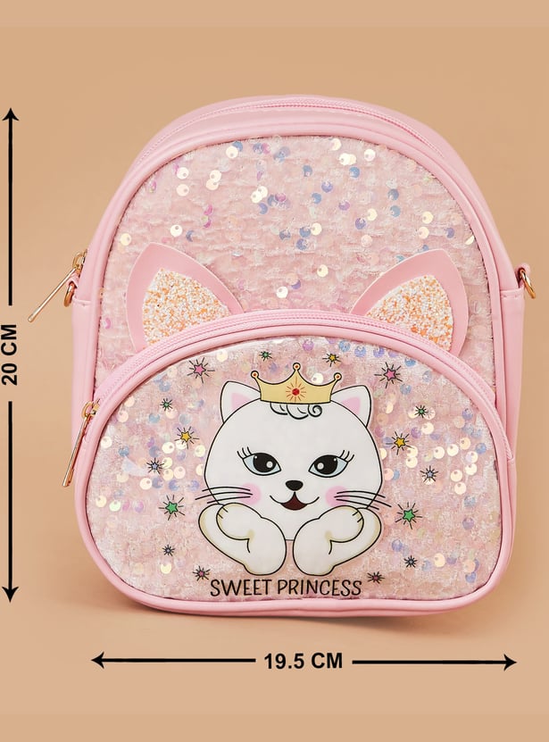 GINGER Sequinned Backpack with Appliqued Details