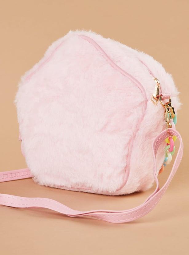 GINGER Embellished Fuzzy Sling Bag