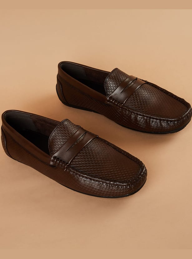 CODE Patterned Penny Loafers