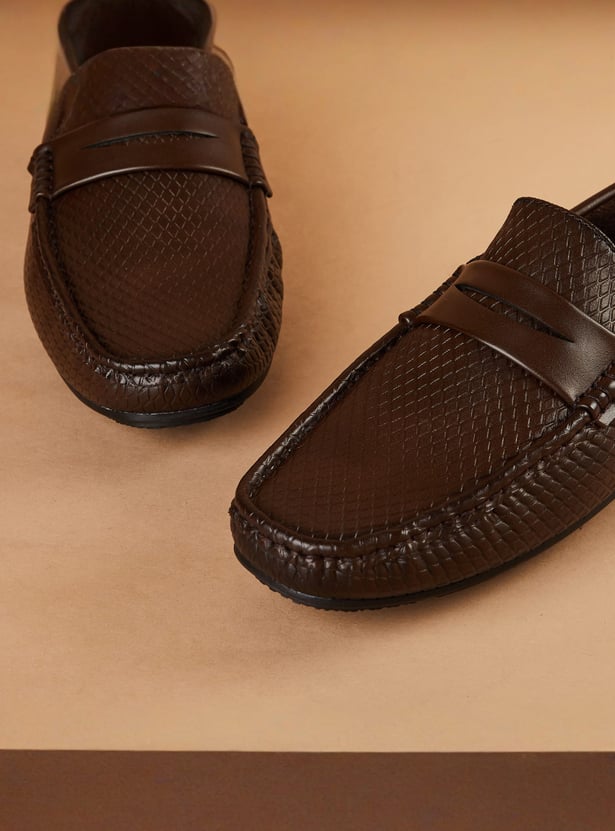 CODE Patterned Penny Loafers