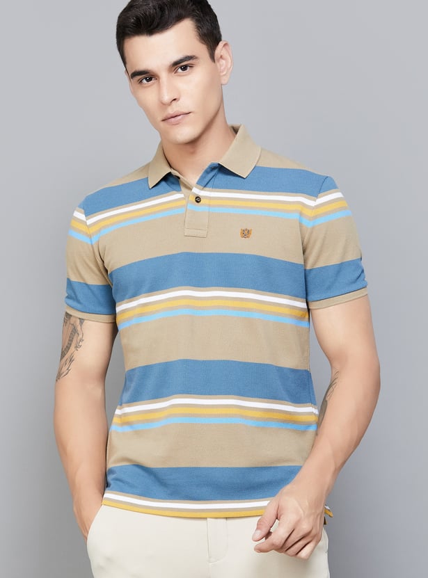 FAHRENHEIT Striped Polo T-shirt