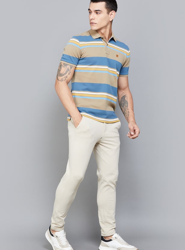 FAHRENHEIT Striped Polo T-shirt
