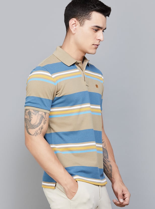 FAHRENHEIT Striped Polo T-shirt