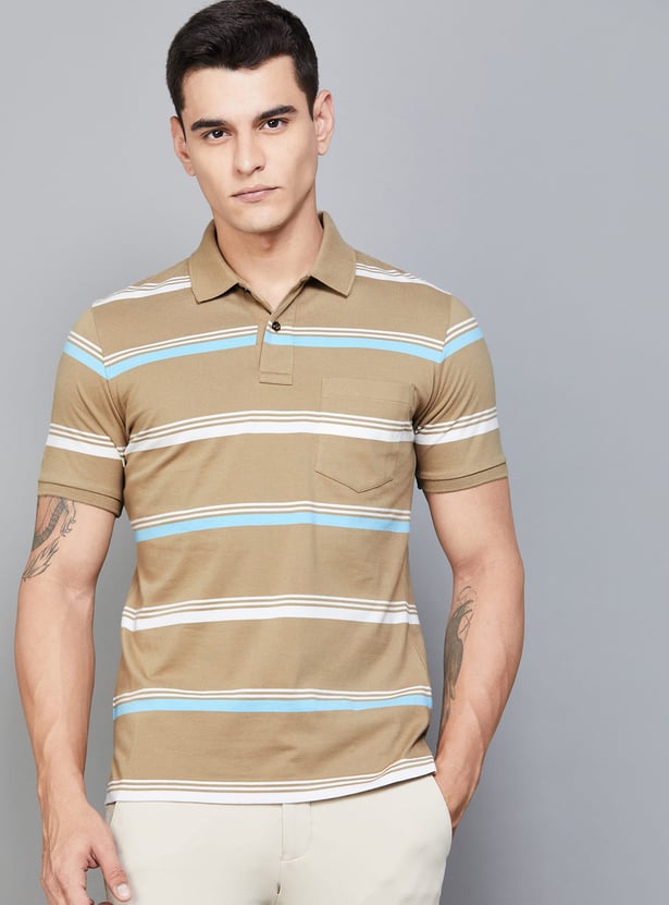 FAHRENHEIT Striped Polo T-shirt