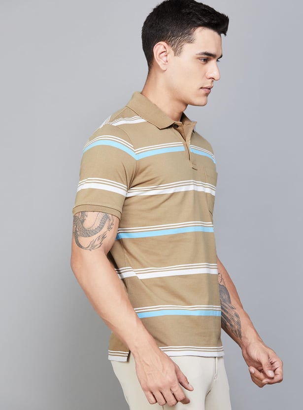 FAHRENHEIT Striped Polo T-shirt
