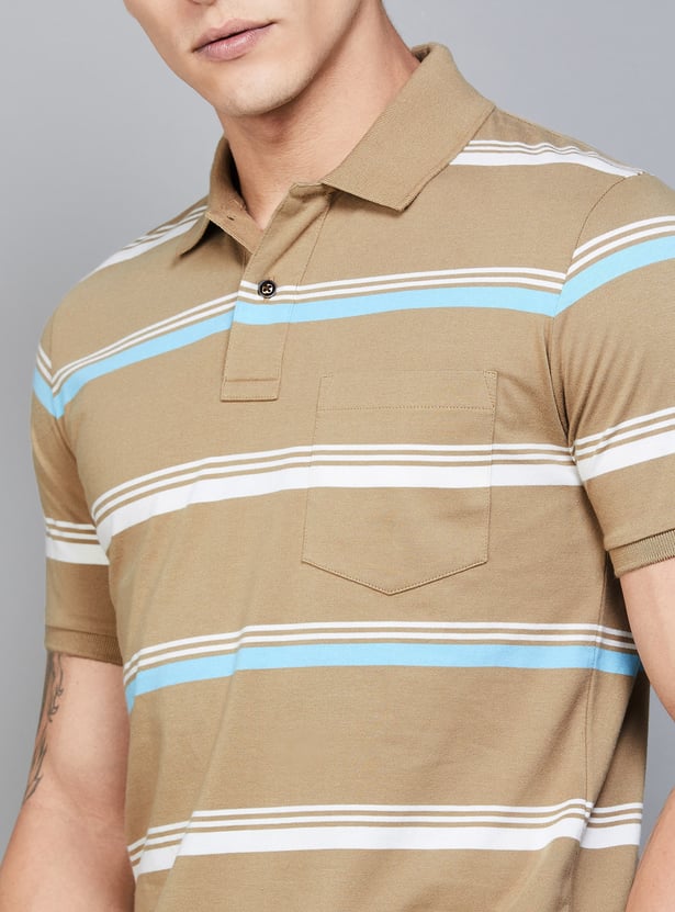 FAHRENHEIT Striped Polo T-shirt