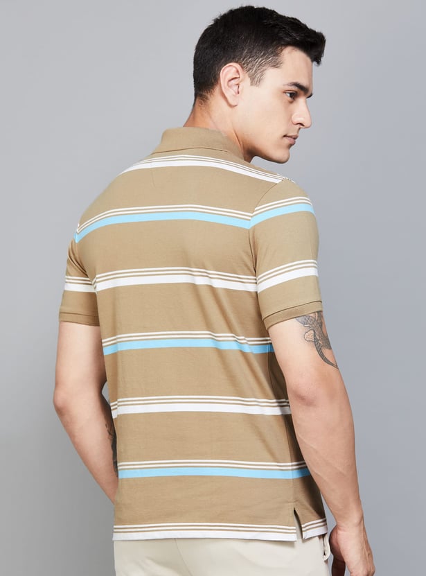 FAHRENHEIT Striped Polo T-shirt