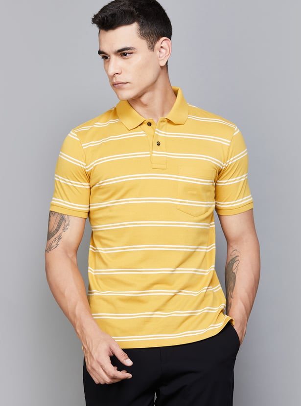 FAHRENHEIT Striped Polo T-shirt