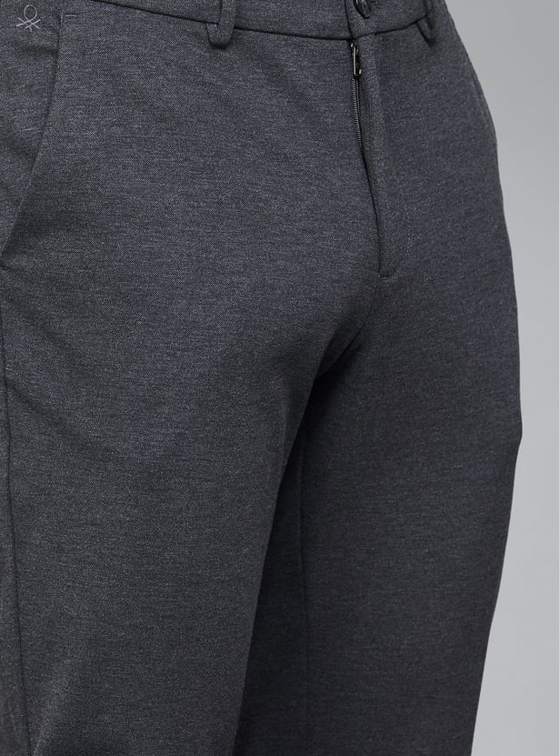 UNITED COLORS OF BENETTON Textured Slim Tapered Trousers