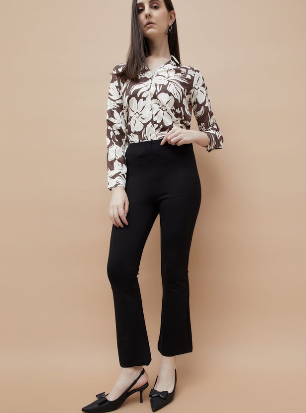 CODE Solid Flared Trousers