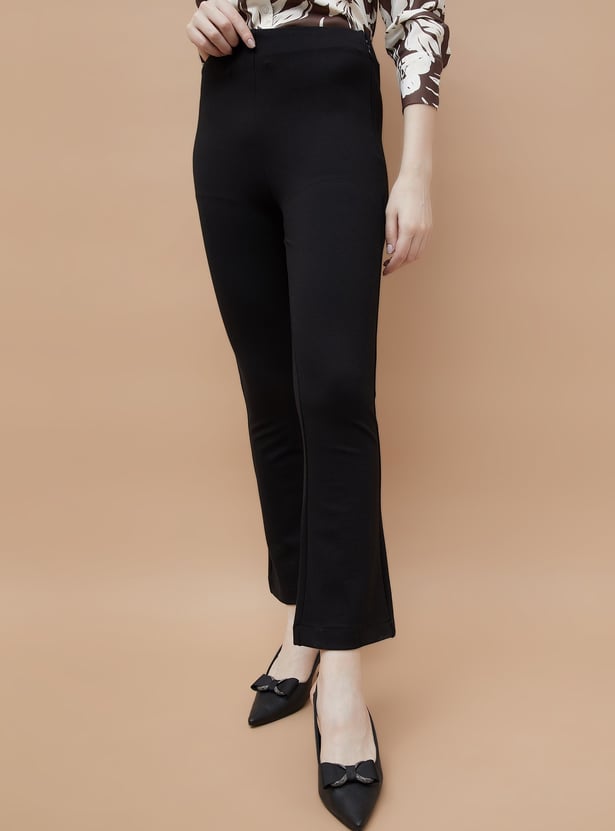 CODE Solid Flared Trousers
